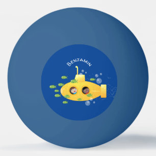 Balle De Ping Pong Caricature de poisson sous-marin jaune mignon