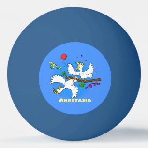 Balle De Ping Pong Caricature d'oiseaux de cockatoo amusante