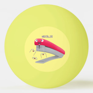 Balle De Ping Pong Caricature en agrafeuse rouge pâle