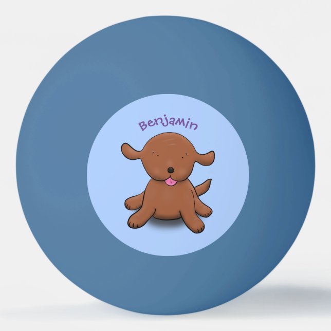 Balle De Ping Pong Caricature en bleu pour chien de chiot joyeux (Devant)