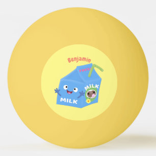 Balle De Ping Pong Caricature en carton de lait joyeux