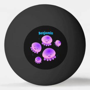 Balle De Ping Pong Caricature kawaii de méduse violette rose mou