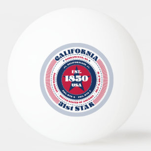 Balle De Ping Pong Cercle de Californie rouge, blanche et bleue