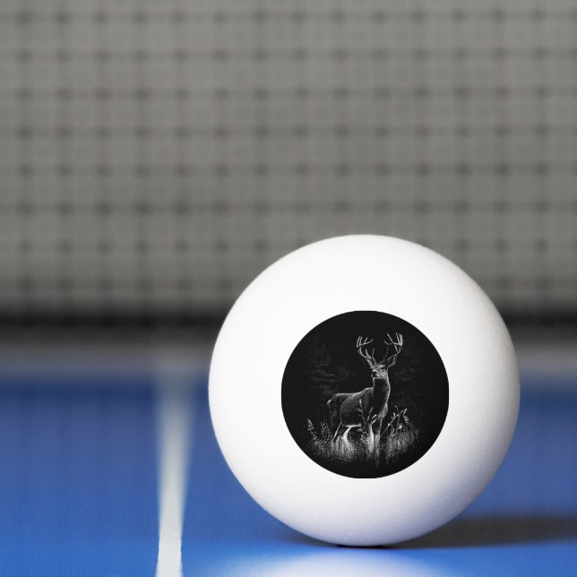 Balle De Ping Pong Cerf aux bois encadrés par champ et arbre (Filet)
