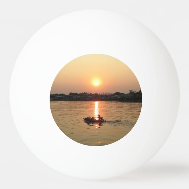 Balle De Ping Pong Chao Phraya River Sunset ... Ayutthaya, Thaïlande (Devant)