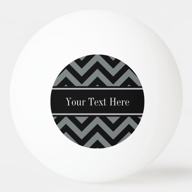 Balle De Ping Pong Charbon noir LG noir Chevron Nom noir Monogramme (Devant)