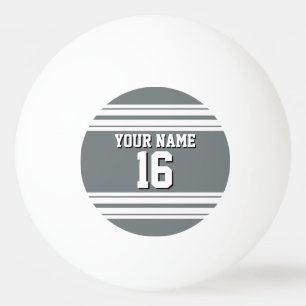 Balle De Ping Pong Charcoal Grey White Team Jersey Custom Numéro Nom