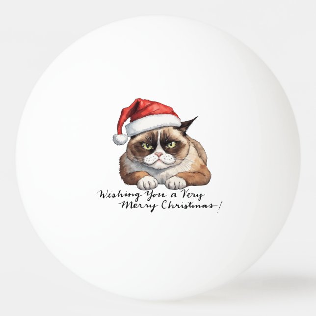 Balle De Ping Pong Chat avec Santa Hat pour Noël Ping Pong Ball (Devant)