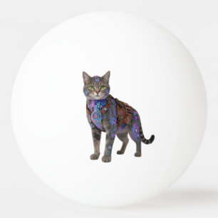 Balle De Ping Pong Chat de circuit cyberpunk – Bête technologique néo