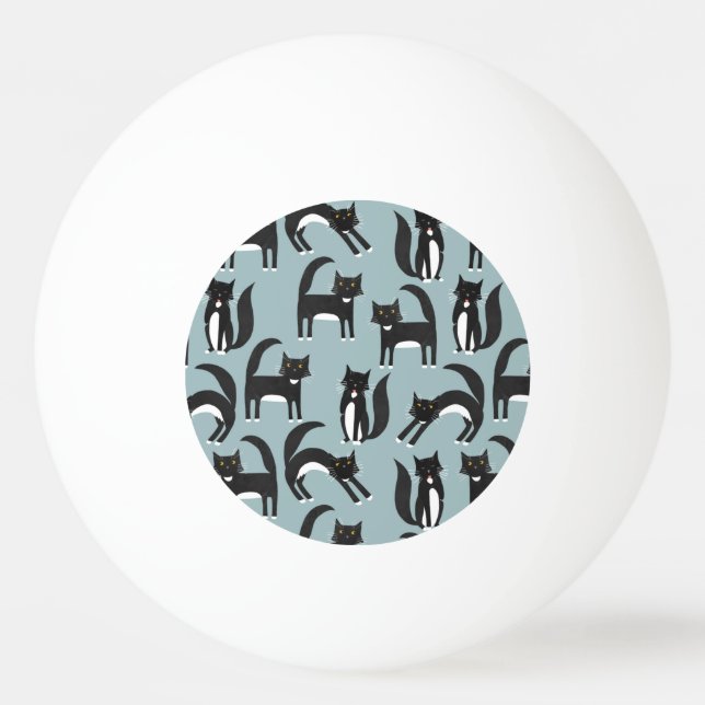 Balle De Ping Pong Chats Tuxedo noirs et blancs (Devant)