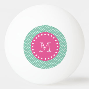 Balle De Ping Pong Chaud rose, vert menthe Votre monogramme