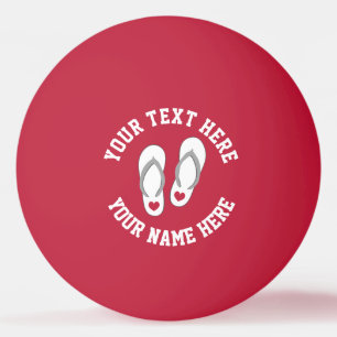 Balle De Ping Pong Chaussures de plage de coeur rouge amusant logo te