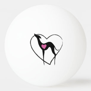 Balle De Ping Pong Chien gris italien silhouette Coeur rose mignon