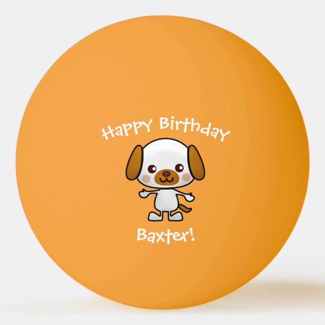 Balle De Ping Pong Chien Joyeux Anniversaire Personnalisé Nom Cadeau (Devant)