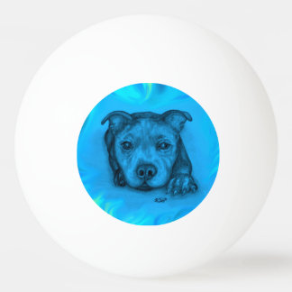 Balle De Ping Pong Chiots Staffy Bleu