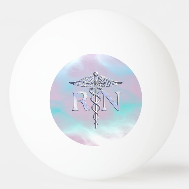 Balle De Ping Pong Chrome Style RN Caduceus Médicale Mère Pearl Look (Devant)