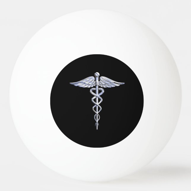 Balle De Ping Pong Chrome Stylish Comme Caduceus Symbole Médicale (Devant)