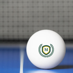 Balle De Ping Pong Cimier logo Monogramme Vert et Or
