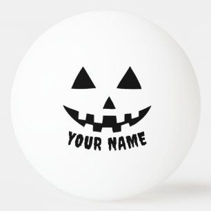 Balle De Ping Pong Citrouille personnalisé Halloween Nom noir et blan