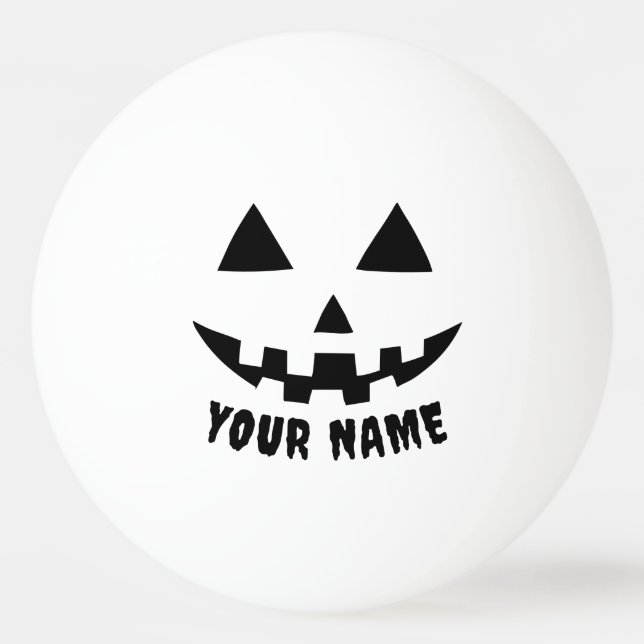 Balle De Ping Pong Citrouille personnalisé Halloween Nom noir et blan (Devant)
