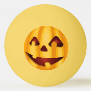 Balle De Ping Pong Citrouille sculpté souriant design Halloween