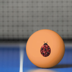 Balle De Ping Pong Coccinelle rouge foncé faux paillettes scintillant