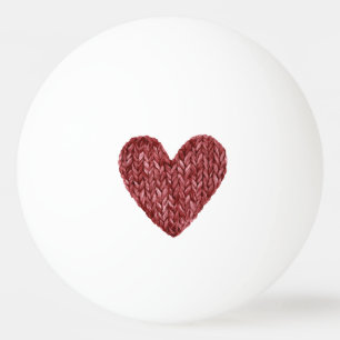 Balle De Ping Pong Cœur en faux tricot rouge