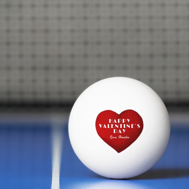 Balle De Ping Pong Coeur rouge romantique avec nom Saint Valentin`s D (Filet)