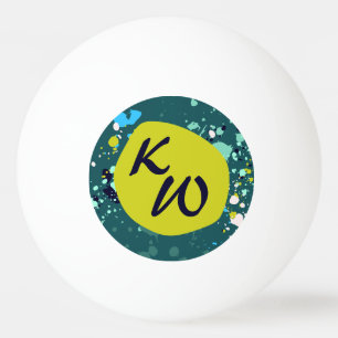 Balle De Ping Pong Cool Green Paint Splatter initial