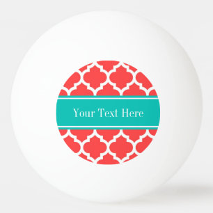 Balle De Ping Pong Coral Red Wht Moroccan #5 Teal Name