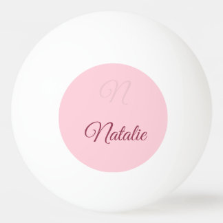 Balle De Ping Pong Couleur rose pastel monogrammaire