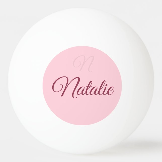 Balle De Ping Pong couleur rose solide monogrammé (Devant)