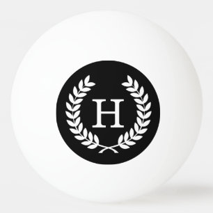 Balle De Ping Pong Couronne de laurier blanc noir de blé Monogramme i