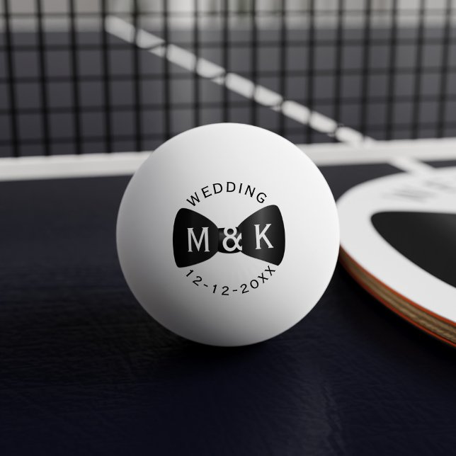 Balle De Ping Pong Cravate mariage Bow Monogramme Ping Pong Ball (Perfect ping pong ball for your wedding favors. Just add your initials and wedding date)