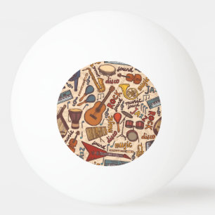 Balle De Ping Pong Croquis Musical : Colorful Vintage sans couture.