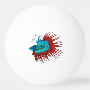 Balle De Ping Pong Crowntail betta fish dessin animé