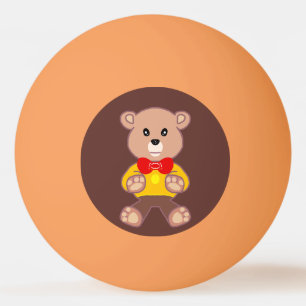 Balle De Ping Pong Cute rouge Bowtie Beige Teddy Ours Brown