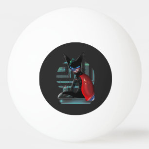 Balle De Ping Pong Cyberpunk Ninja Chat noir