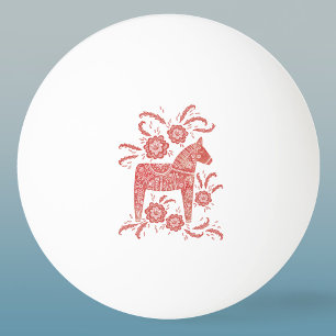 Balle De Ping Pong Dala suédois Cheval Rouge et Blanc Art populaire