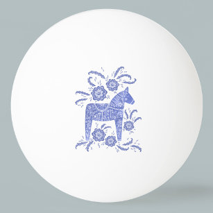Balle De Ping Pong Dala suédois Cheval très Peri Blue Folk Art