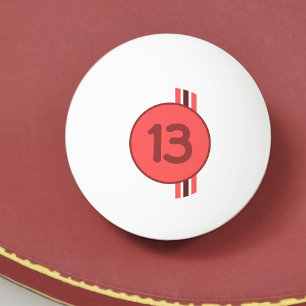 Balle De Ping Pong Design 13 en rouge sur corail rouge avec rayures