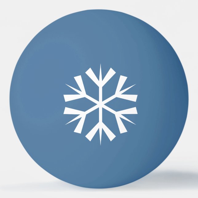 Balle De Ping Pong Design de flocon de neige blanc sur bleu (Devant)