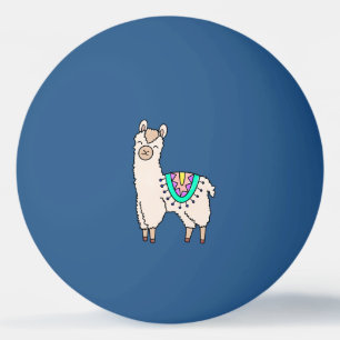 Balle De Ping Pong dessin animé de llama alpaga souriant