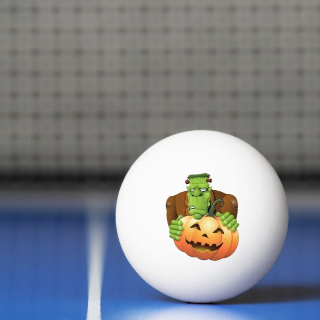 Balle De Ping Pong Dessin de Frankenstein Monster avec Citrouille (Filet)