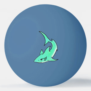 Balle De Ping Pong dessin souriant requin menthe bleu vert océan anim