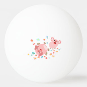 Balle De Ping Pong Deux cochons de dessin animé mignons dans une ball