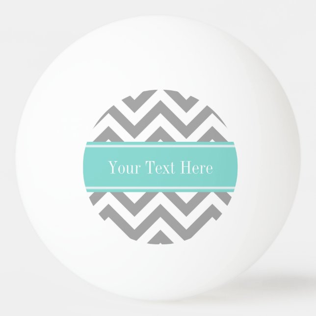 Balle De Ping Pong Dk Gray White LG Chevron Turquoise (Devant)