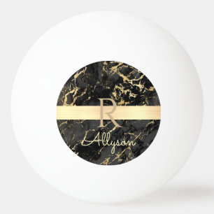 Balle De Ping Pong do-it-yourself Nom & Monogramme, Barre Or, Marbre 