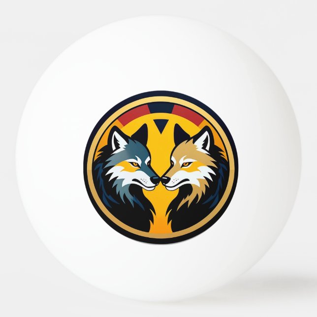 Balle De Ping Pong Double Wolf Emblem Logo With Golden Circle (Devant)