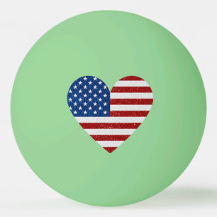 Balle De Ping Pong Drapeau américain cœur 4 juillet paillettes